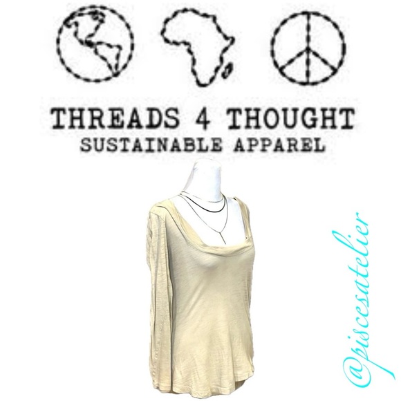 Threads 4 Thought Beige Solid Scoop Neck Long Sleeve T-Shirt, Women’s Size XS. - Picture 3 of 7